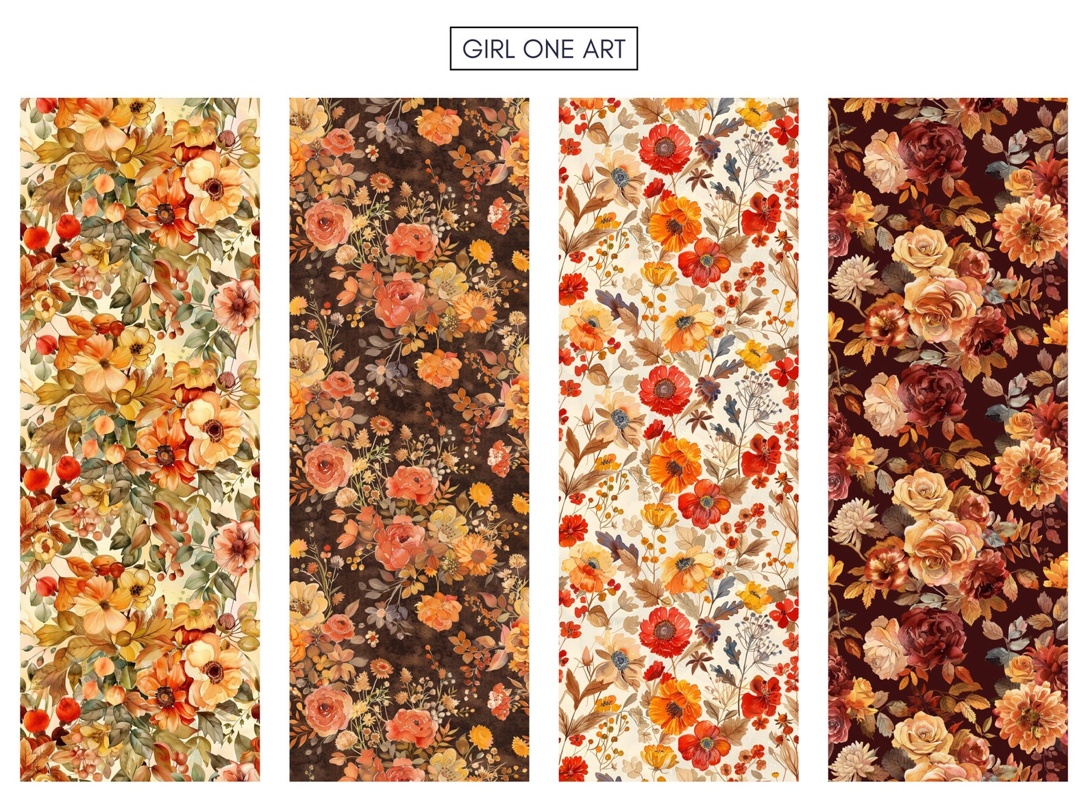 Autumn Florals Printable Paper Bundle Seamless Fall Junk Journal ...