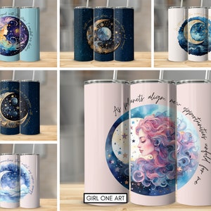 Zodiac Sign Tumbler Wrap Bundle 20 oz Skinny & Straight Tumbler Sublimation Design Digital Download Inspirational Tumbler PNG Commercial Use image 5