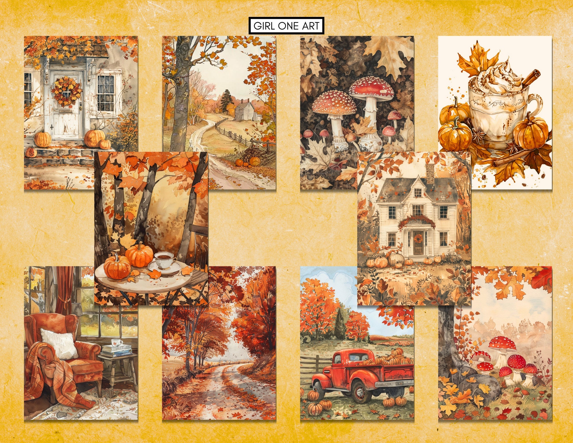 Cozy Autumn Junk Journal Pages Digital Download JPG Scrapbook Paper Kit ...