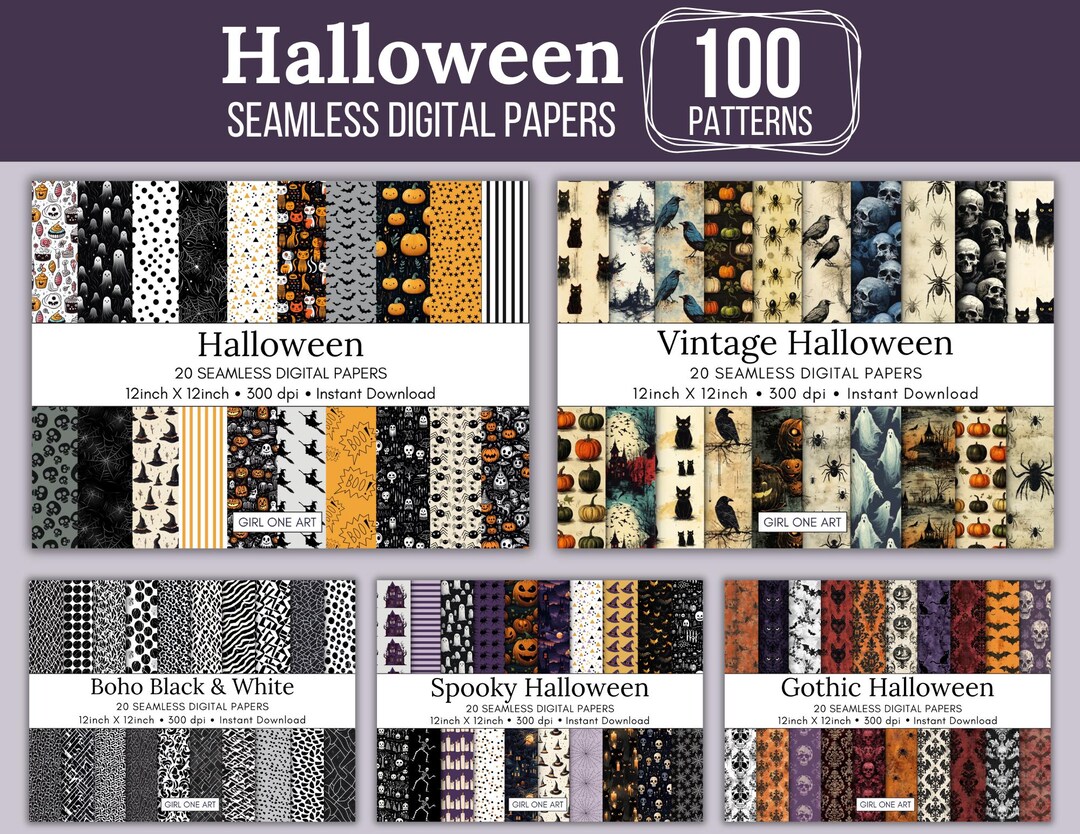 Halloween Seamless Paper Mega Bundle Digital Download Junk Journal ...