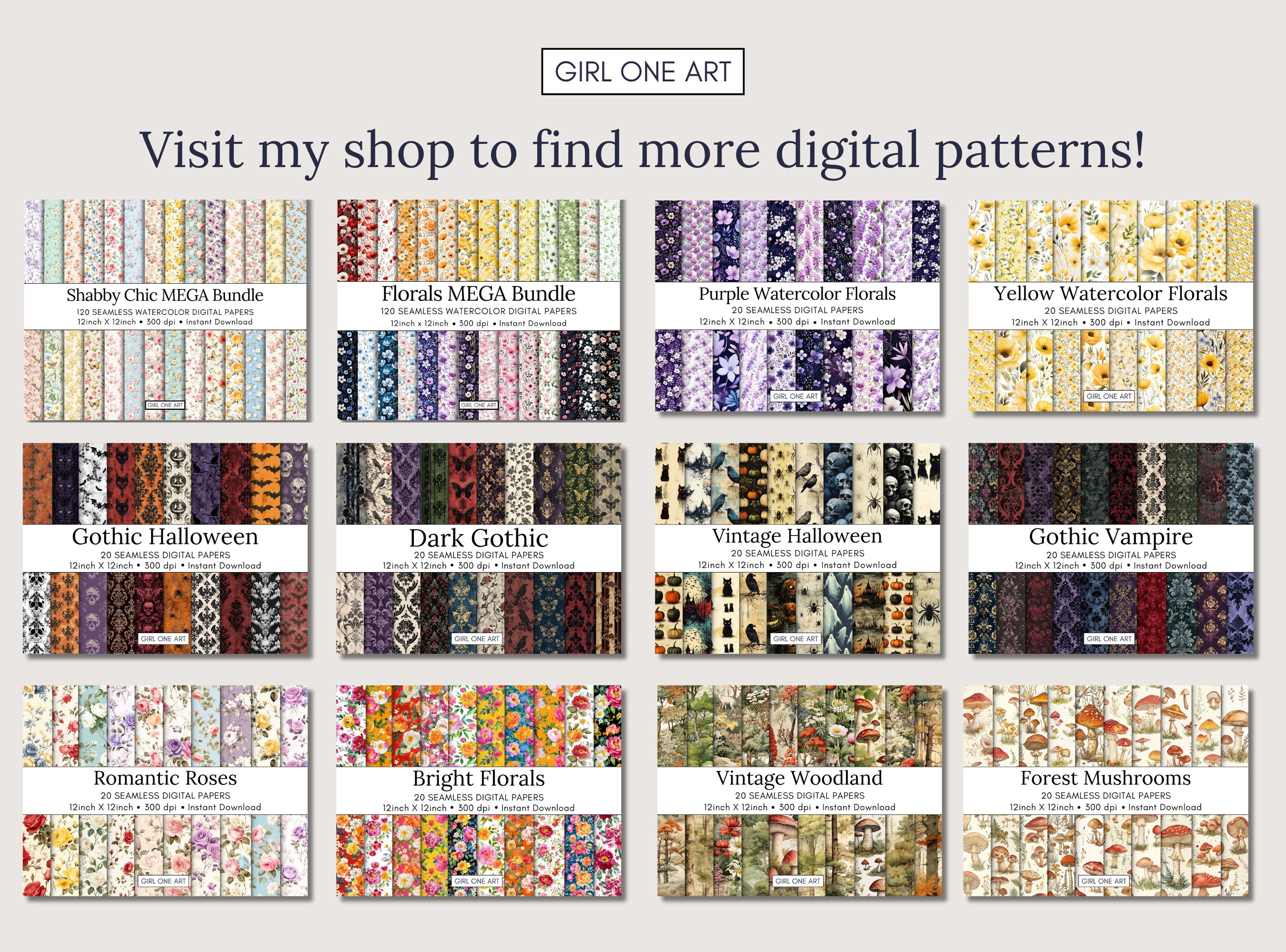 Vintage Gothic Seamless Papers Digital Download Commercial Use ...