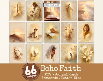 Boho Faith Ephemera Pack Bible Junk Journal Christian Pages Religious Scripture Digital Cross Scrapbook