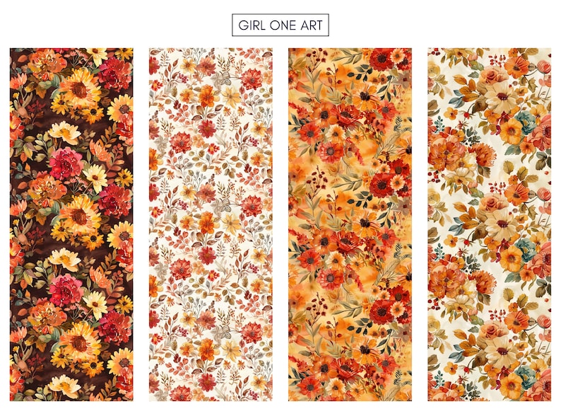 Autumn Florals Printable Paper Bundle Seamless Fall Junk Journal ...