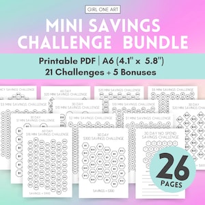 Low Income Geld sparen Challenge Bundle A6 Savings Tracker Printables Mini Saving Challenges Printable Cash Budgeting A6 Budget Binder