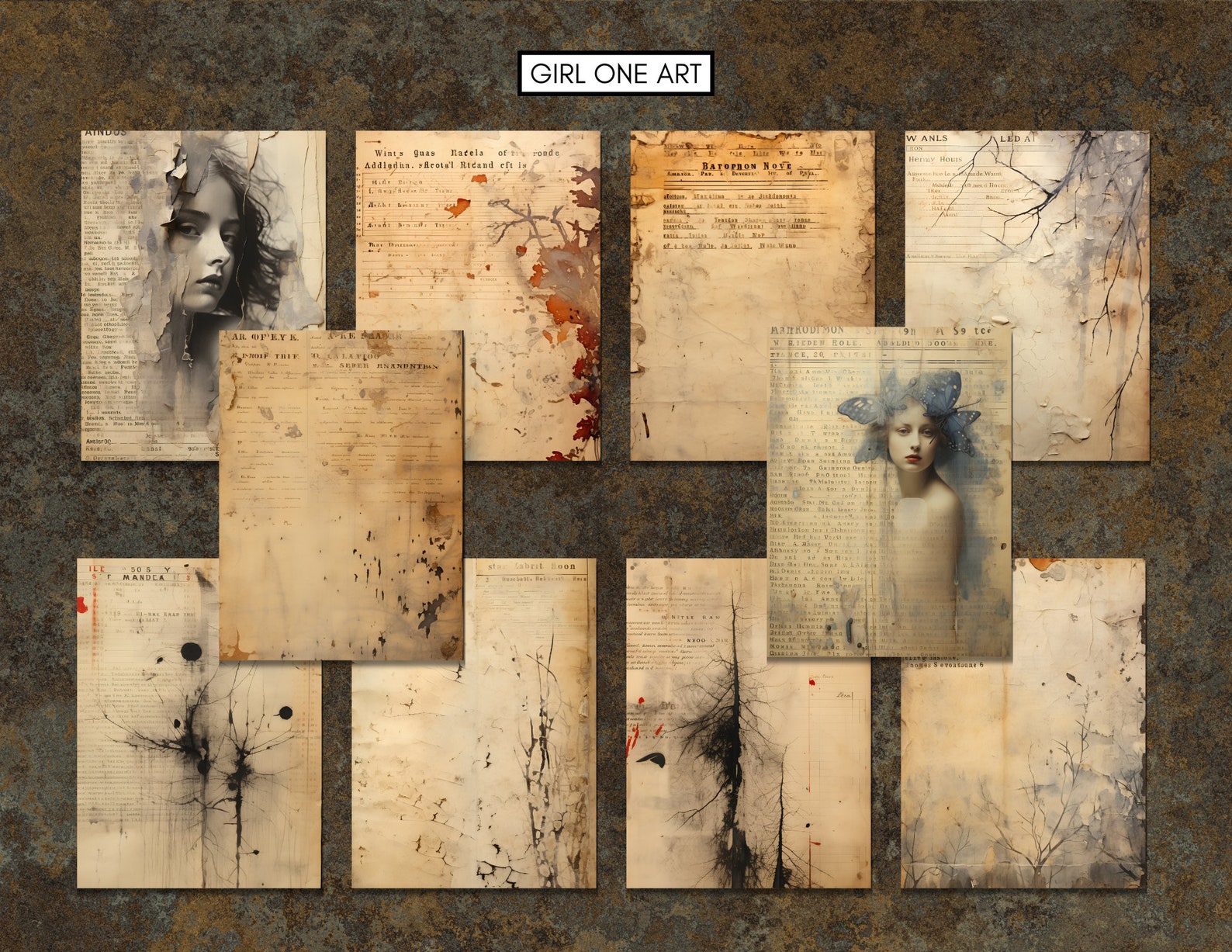 Grunge Junk Journal Pages Instant Download Digital Scrapbook Paper Kit ...