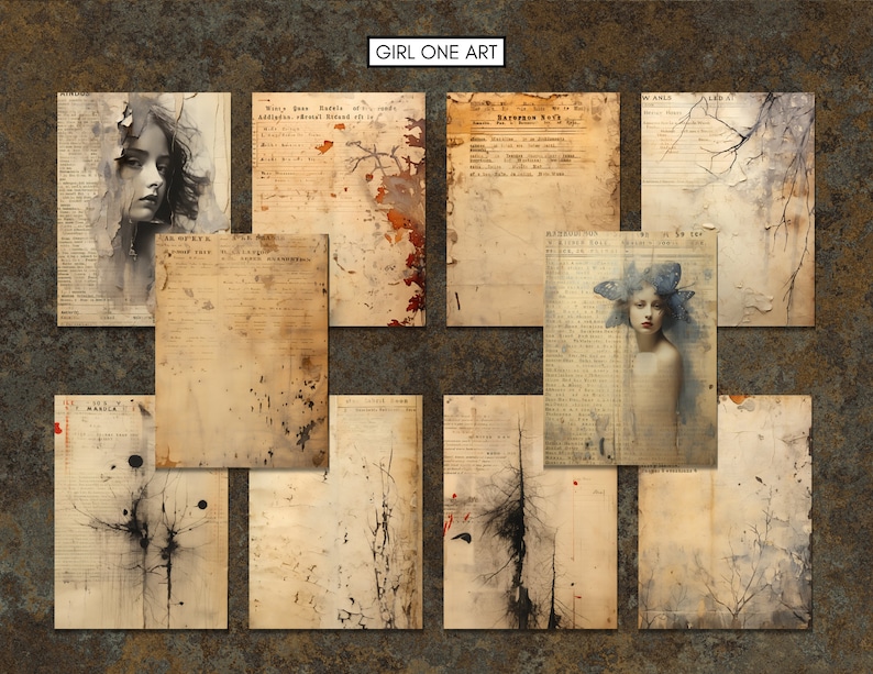 Grunge Junk Journal Pages Instant Download Digital Scrapbook Paper Kit ...