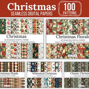 Kerst naadloze papier megabundel afdrukbare xmas junk dagboek sneeuwvlokken papieren bos gezellige kersttrui inwikkeling besneeuwde patronen