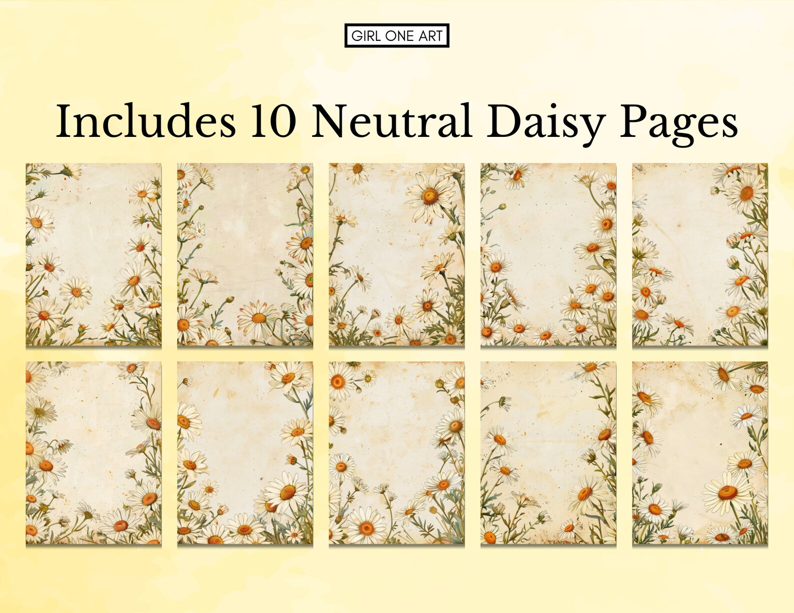 Vintage Daisy Junk Journal Pages Digital Download Spring Flower Collage ...