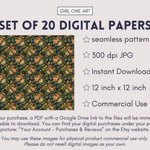 Autumn Florals Printable Paper Bundle Seamless Fall Junk Journal ...
