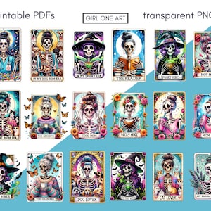 Funny Tarot Cards Clipart Set PNG PDF Commercial Use Sarcastic Snarky Skeleton Sublimation Witchy Digital Mom Dad Adult Humor Design image 7