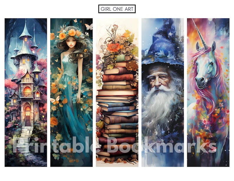 Fantasy Fairy Tale Printable Bookmarks Bundle Digital Download PNG JPG ...