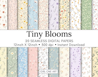 Tiny Blooms Printable Paper Seamless JPG Shabby Chic Digital Vintage Floral Ditsy Scrapbook Wildflower Junk Journal Boho Flowers Paper