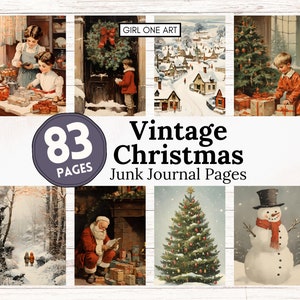 Klassieke kerst ongewenste dagboekpagina's Instant Download digitaal winter plakboek kerstman collagevellen Victoriaanse achtergronden JPG