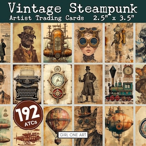 Steampunk Junk Journal ATC Digital Vintage Victorian Industrial Grunge Ephemera Fantasy Printable