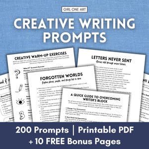 Creatief schrijven Dagboek Promptsbundel Afdrukbaar verhaal Starter Dagelijkse beginner Journaling Prompt zelfreflectie Writer's block overwinnen
