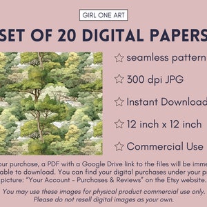 20 Vintage Woodland Printable Paper Seamless Fairy Junk Journal Digital Download Forest Magic Backgrounds Bundle Mushrooms Scrapbook Paper image 2