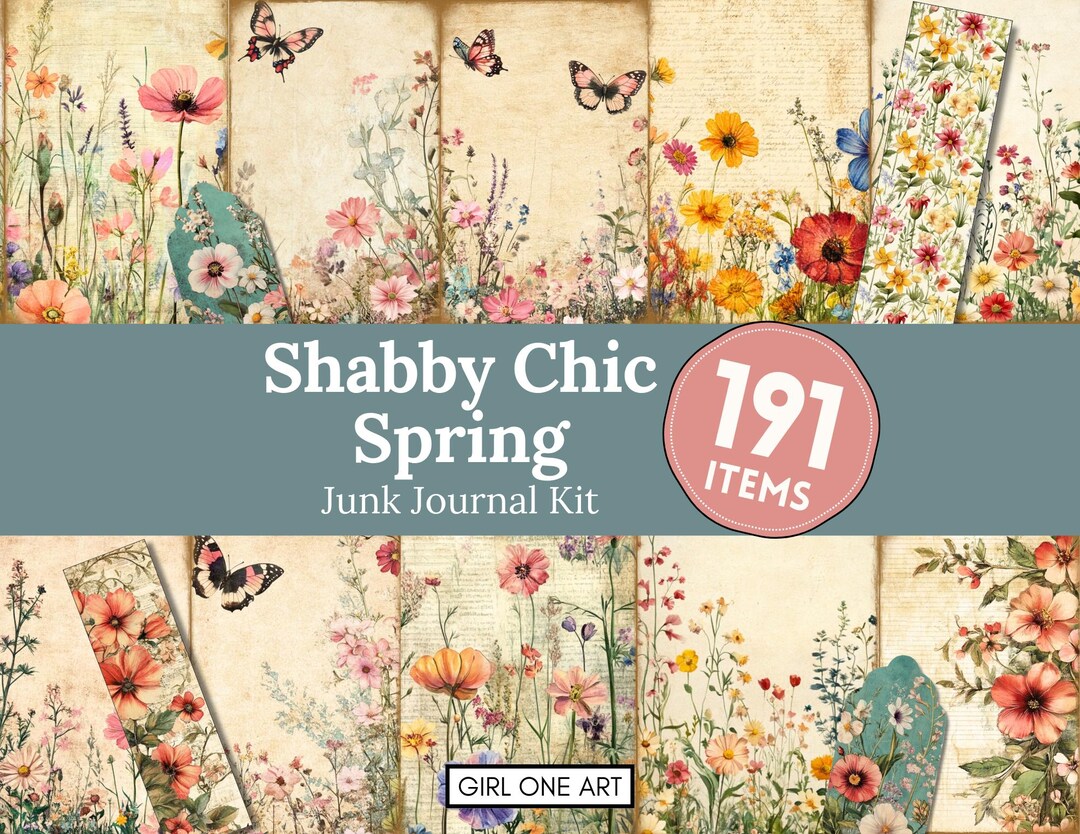 Shabby Chic Spring Junk Journal Kit: Floral Ephemera, Fairy Tale ...