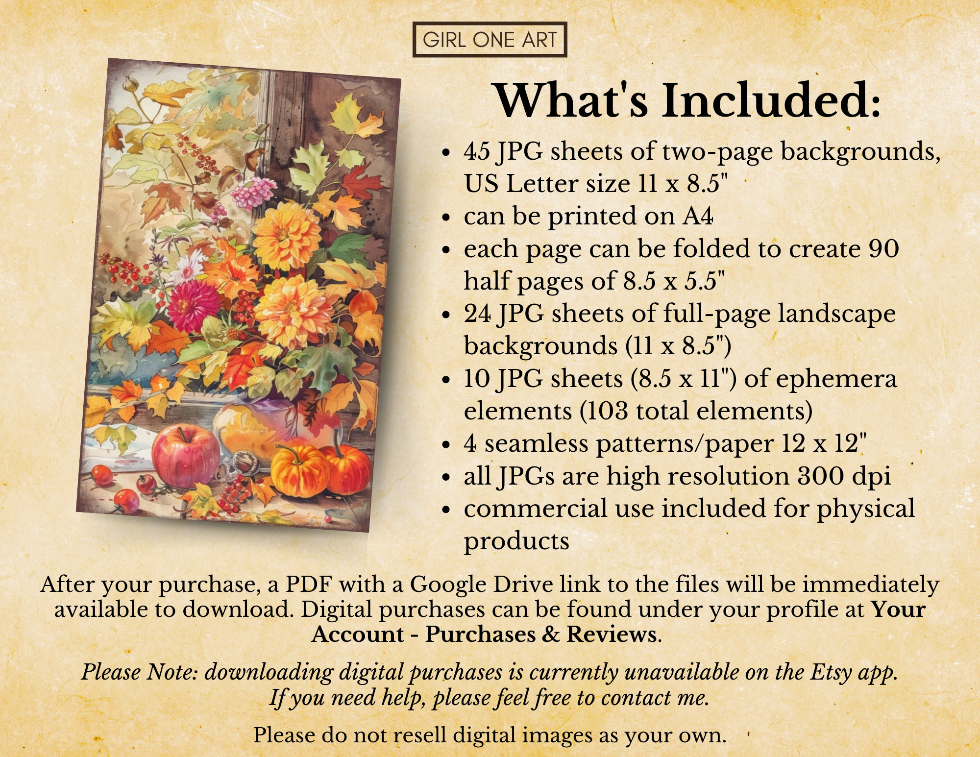 Cozy Autumn Junk Journal Kit, Vintage Fall Ephemera, Printable ...