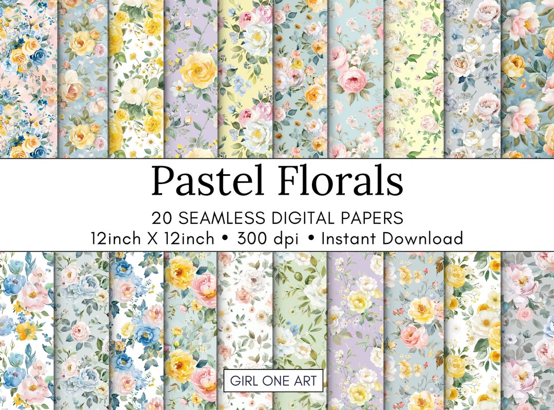 Pastel Florals Watercolor Printable Paper JPG Seamless Shabby Chic ...