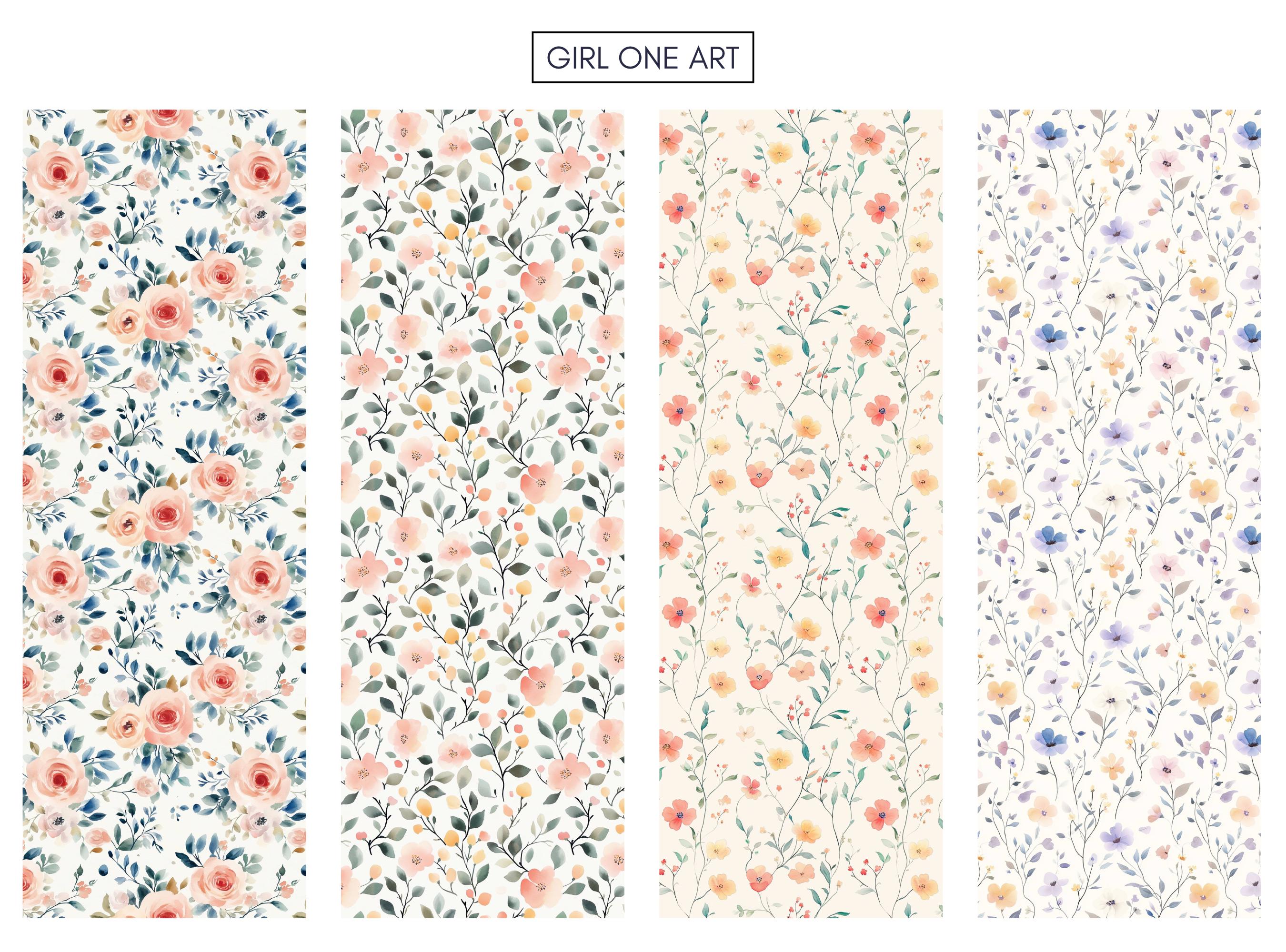 Soft Florals Printable Paper Seamless JPG Shabby Chic Digital ...