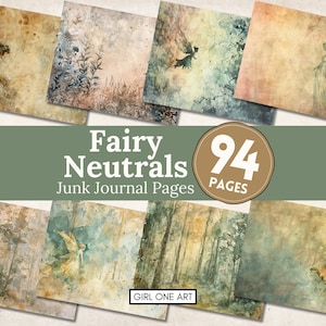 Fairy Neutrals ongewenste dagboekpagina's Instant Download digitale scrapbook papier Faerie Fantasy collage vellen afdrukbare bos achtergronden JPG