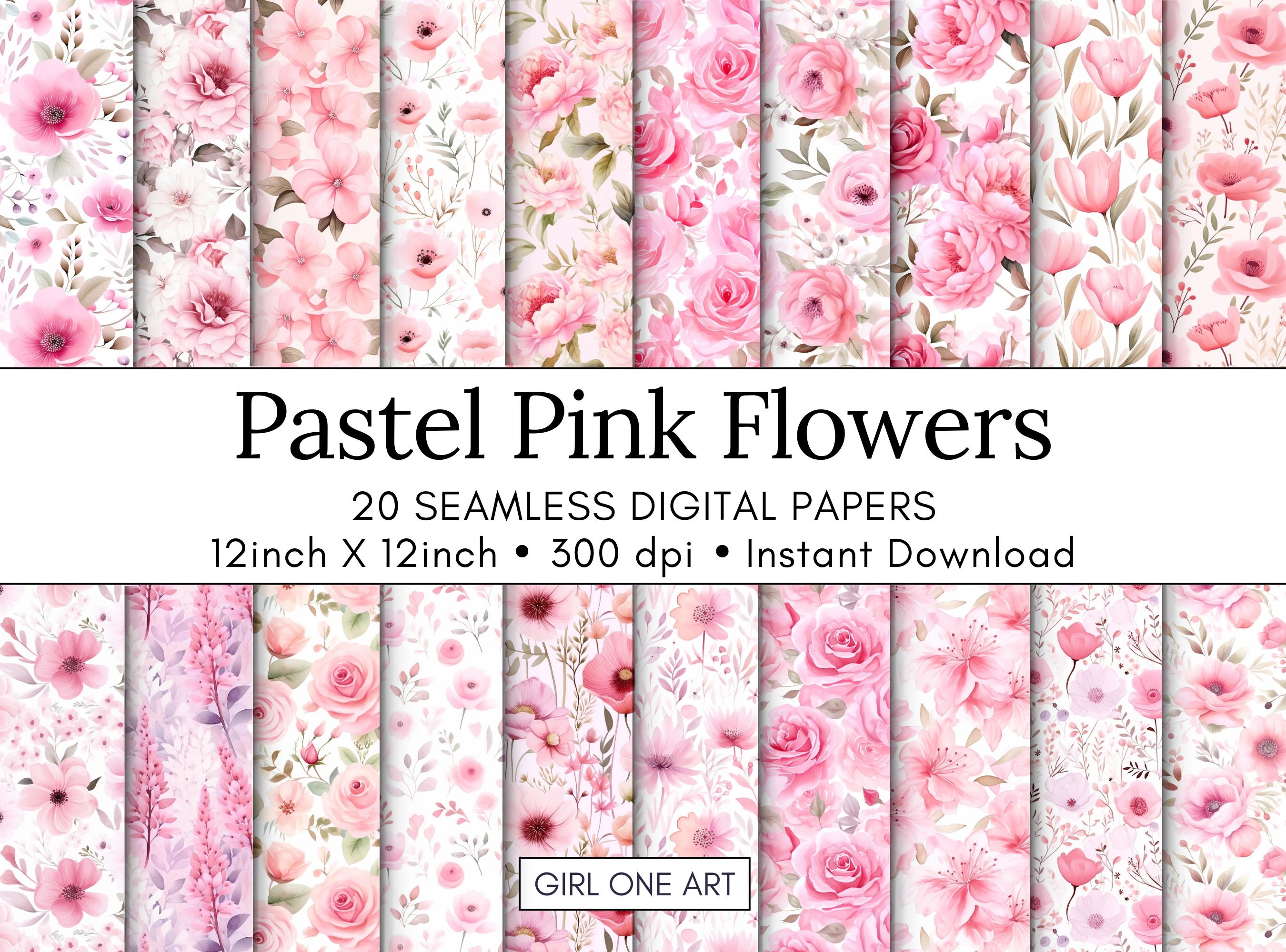 Pastel Pink Floral Seamless Paper: Watercolor Shabby Chic Roses ...