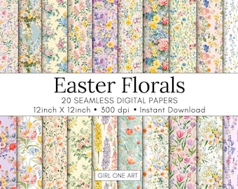 Easter Floral Seamless Paper: Shabby Chic Cottagecore Patterns (Digital Download)