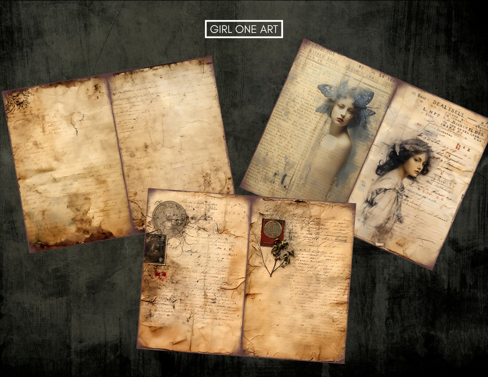 Grunge Junk Journal Kit Instant Download Digital Scrapbook Paper Kit ...