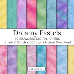 Texturas digitais de papel pastel sem costura, glitter, arco-íris, algodão doce, nuvem, festa, plano de fundo, papéis de planejamento para impressão