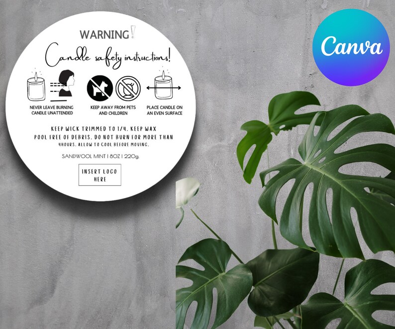 Minimalist Candle Warning Label Template Printable Candle Etsy UK