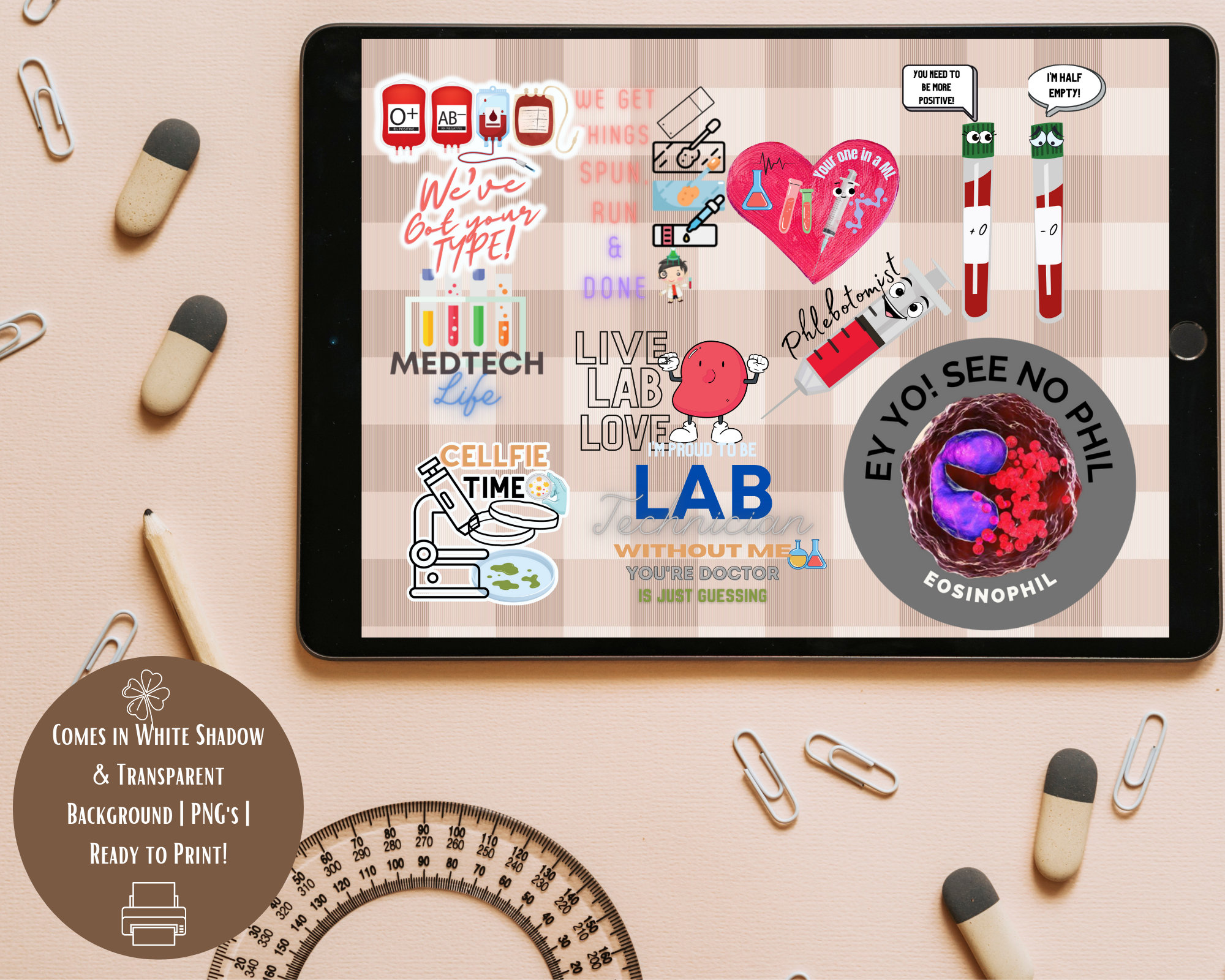 Printable Lab Stickers MEDICAL Laboratory Technician,stickers for Digital Planner Pre-cropped ...