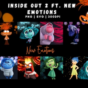 Inside Out 2 png, camisa do avesso, adesivo Cricut de alta qualidade Download instantâneo de arquivo digital Imagem para impressão do avesso do filme 2, arquivo Svg