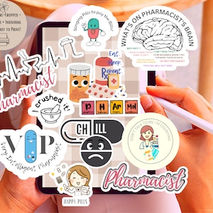 Apotheke DIGITALE STICKERS Set für digitalen Planer und Druck, Pre-cropped GoodNotes, PNG Dateien und Printables, medizinische Apotheker Aufkleber