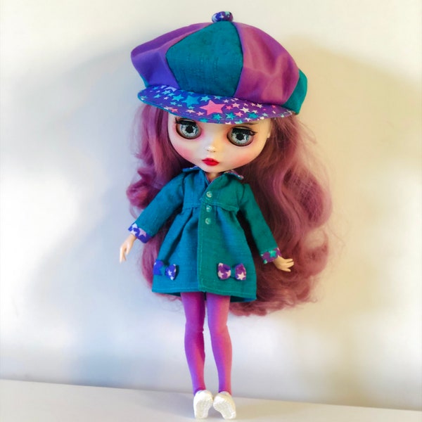 Tenue d'hiver 3 pièces, manteau étoiles + leggings + chapeau pour Blythe Pullip