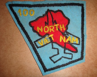 Vietnam War Hand Made Cloth Patch US Air Force 100 Bombing Missions In NORTH VIETNAM