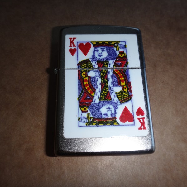 Never Used Year 2021 Satin Chrome Zippo Lighter KING of HEART Logo