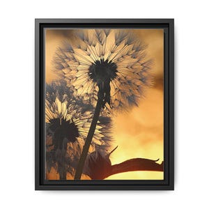 Wall Art, Dandelion Wish Flower Matte Canvas Framed Print, Home Decor, Bedroom Decor, Botanical Art, Nature Lover Gift