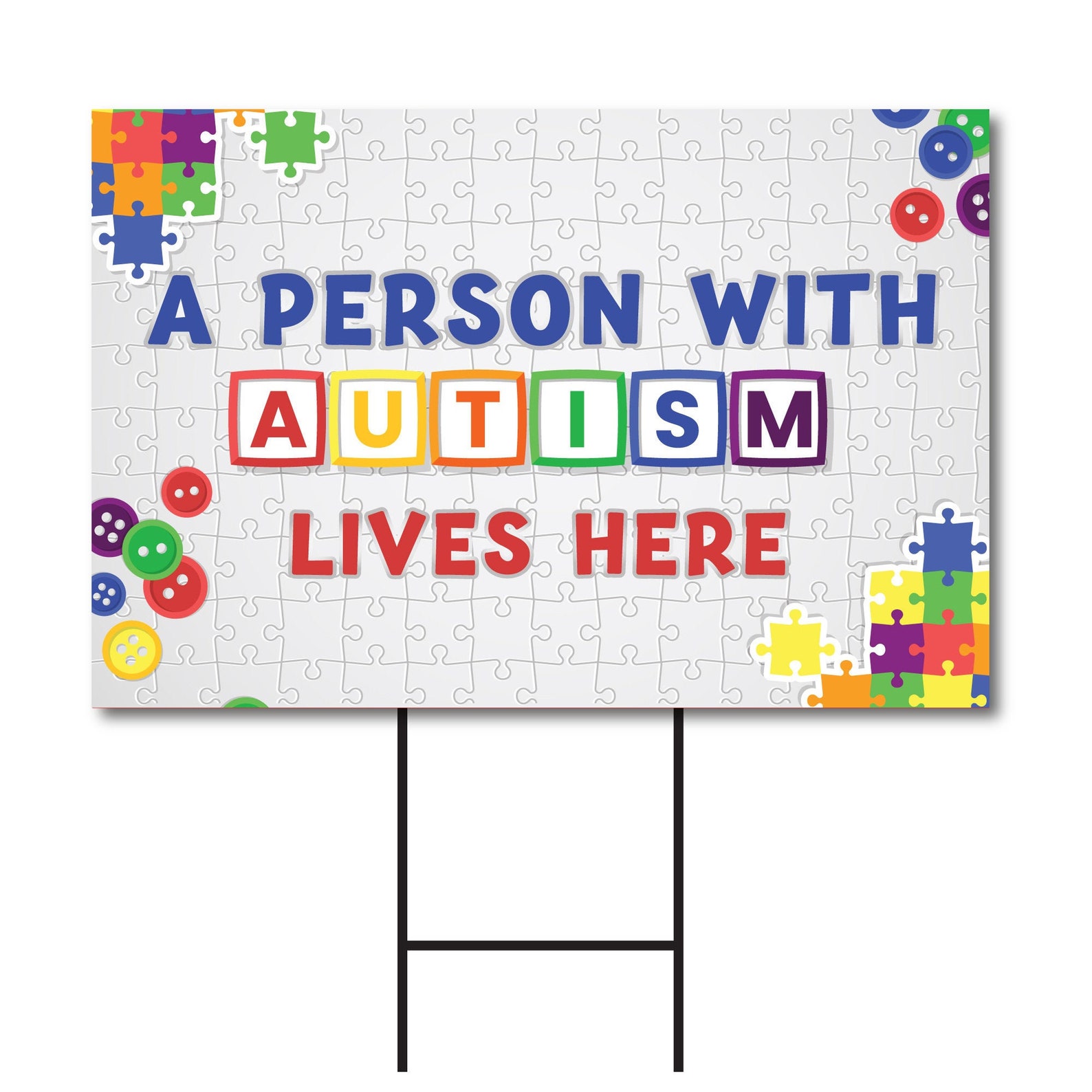 A Person with Autism Lives Here Yard Sign 24 x 18 | Etsy
