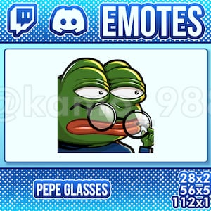Twitch Emote - 1x Pepe glasses / Perplexed / Funny / Meme / Kawaii / Cute / Discord / Youtube