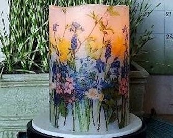 SPRING/FLORAL Flameless Candle w/Timer, Spring flameless candle, floral flameless candle, flameless candle, Spring candle, Spring decor