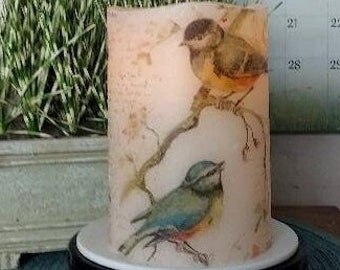 BIRD FLAMELESS CANDLE w/Timer, Bird Flameless Candle w/Timer, Bird Candle, Bird Lover Gift, Bird Decoration, Bird Decor, Flameless Candle