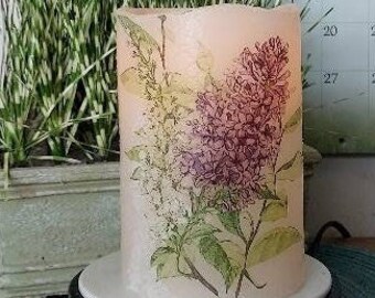 LILAC Flameless Candle w/Timer, Lilacs Candle, Lilac Flameless Candle, Flameless Candle,Mother's Day Gift,Lilac Decoration,Housewarming Gift