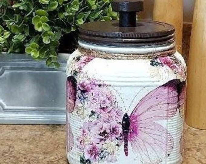 BUTTERFLY Cookie Jar, Butterfly Snack Jar, Butterfly Canister