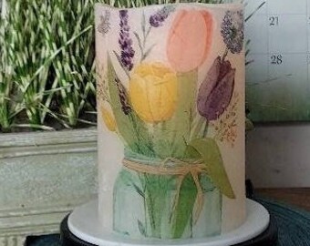 TULIP Flameless Candle w/Timer, Tulip Flameless Candle, Tulip Candle, Tulip Gift, Tulip Decoration, Spring Candle, Housewarming Gift, Tulips