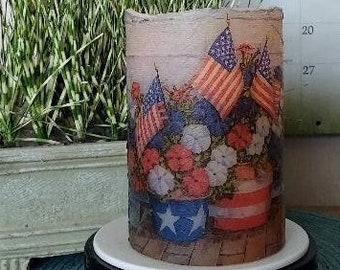 PATRIOTIC/USA Flameless Candle w/Timer, Flameless Candle, 4th of July Candle, Summer Candle, USA Candle, Housewarming Gift, Thank You Gift