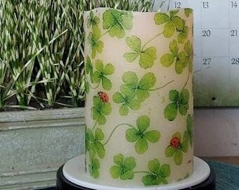 4 LEAF CLOVER Flameless Candle w/ Timer, St Patrick Candle, St Patrick Decor, Flameless Candle, Four Leaf Clover Candle, Housewarming Candle