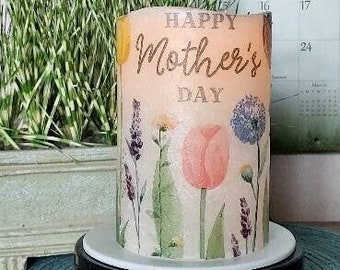 MOTHER'S DAY FLAMELESS Candle w/Timer, Mother's Day Candle, Mother's Day Gift, Flameless Candle,  Mom Candle, Mom Gift, Mother's Day Gifts