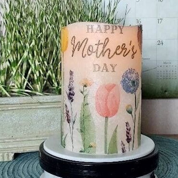 MOTHER'S DAY FLAMELESS Candle w/Timer, Mother's Day Candle, Mother's Day Gift, Flameless Candle,  Mom Candle, Mom Gift, Mother's Day Gifts