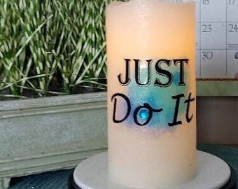 POSITIVE Flameless Candle w/Timer, Positive Quote Candle, Uplifting Gift, Flameless Candle, Encouragement Gift, Positivity Gift, Candle Gift