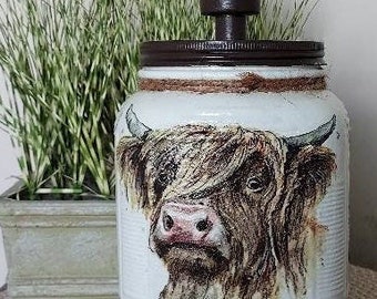 COW Cookie Jar, Cow Snack Jar, Cow Canister, Cow Decoration, Cow Decor, Unique Cow Cookie Jar, Farmhouse Cookie Jar, Country Cookie Jar